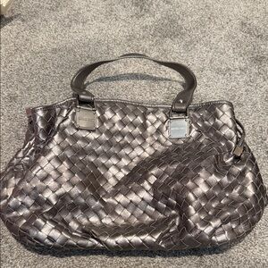 Michael Kors Silver Woven Shoulder Bag